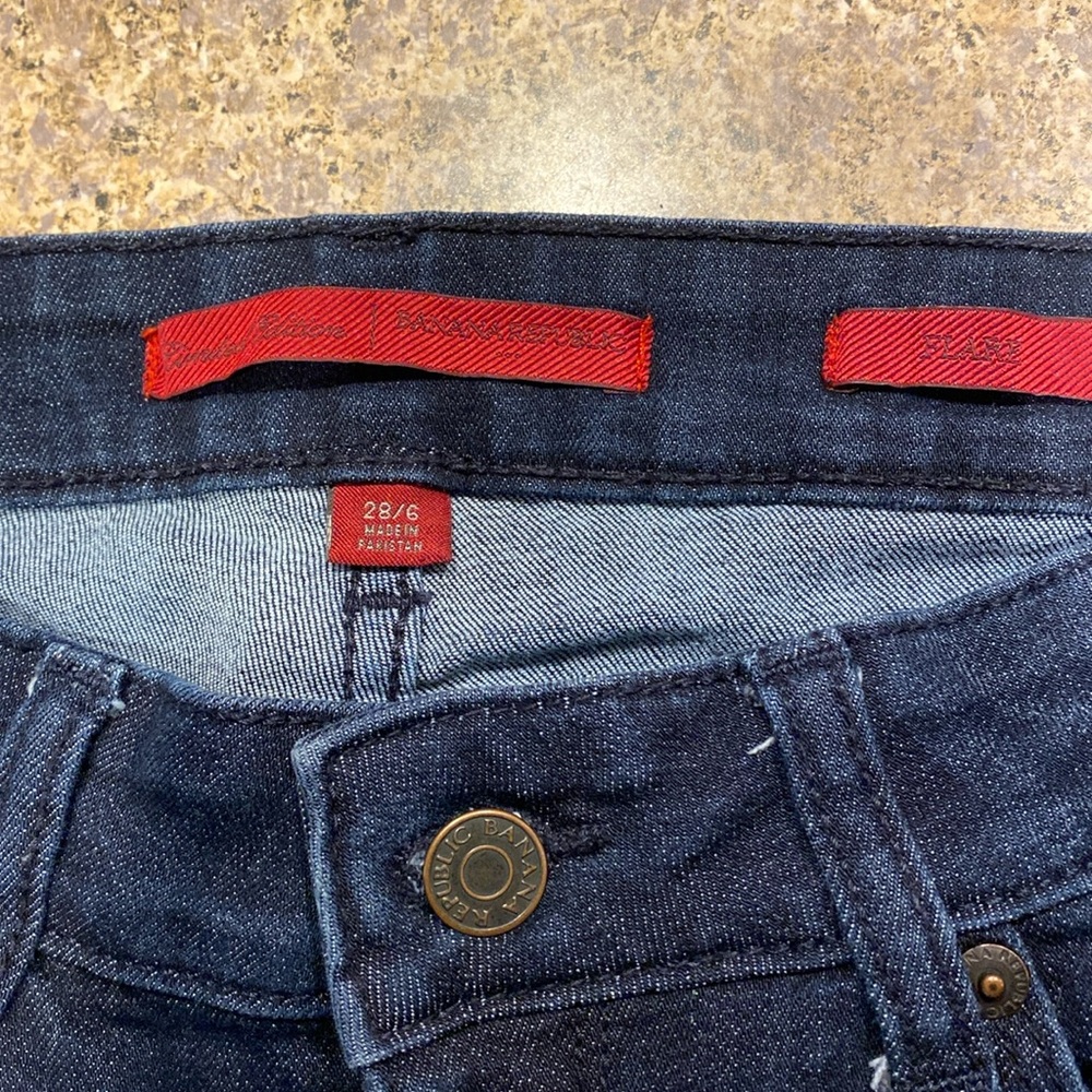 Banana Republic Flare Dark Denim Blue Jeans Limited Edition 28/6 - Picture 7 of 15